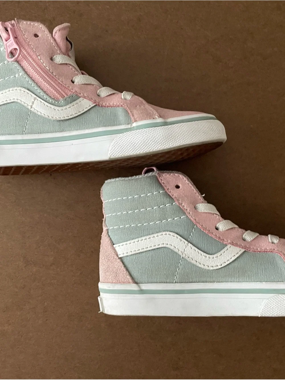 Vans Kids Pink and White High-Top Sneakers